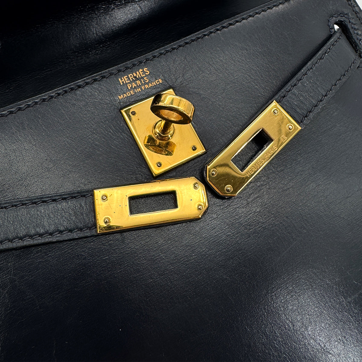 HERMES MINI KELLY 20 SELLIER BLUE INDIGO BOX CALF SHOULDER BAG 〇R GHW 90292900