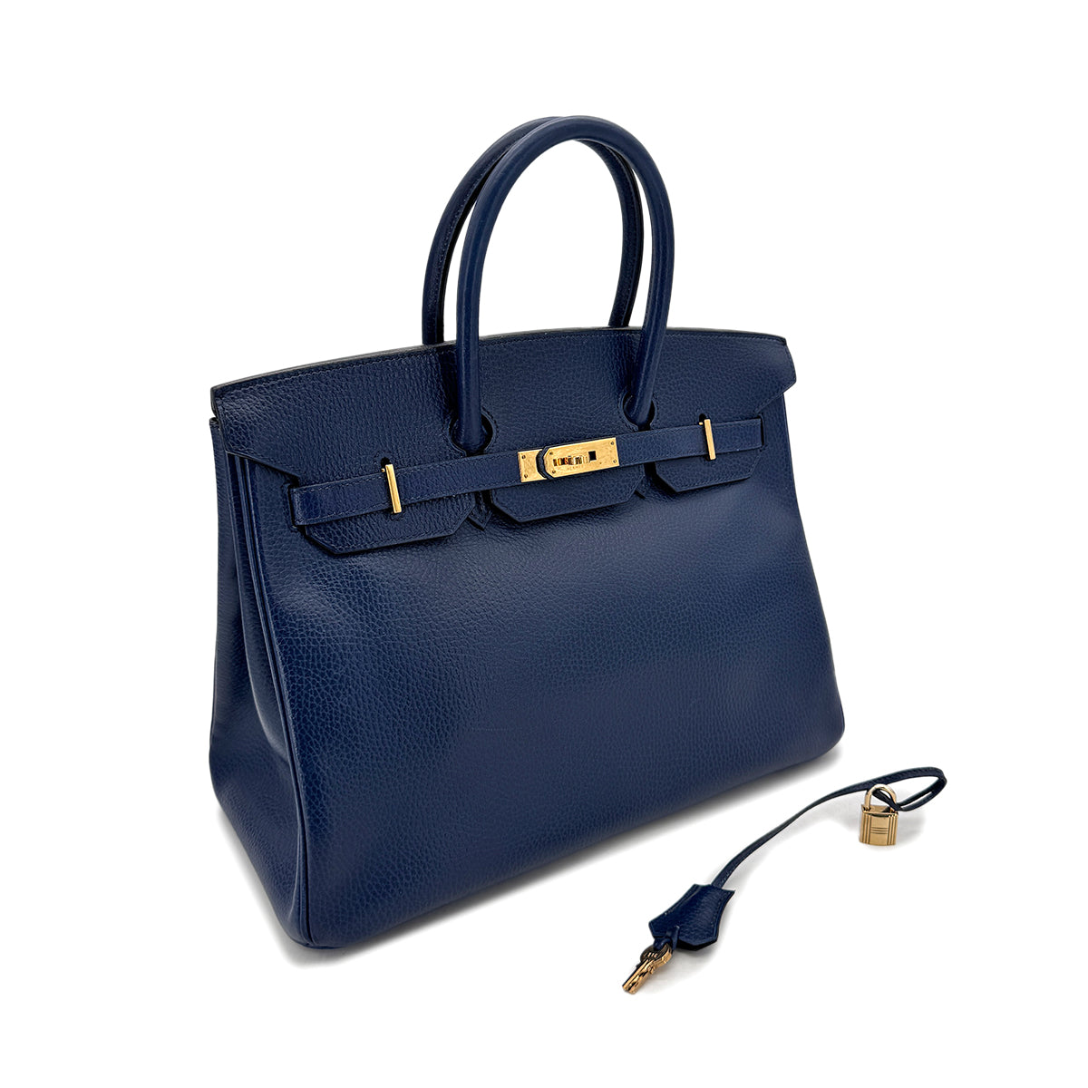 HERMES BIRKIN 35 BLUE MARINE ARDENNES HAND BAG 〇Y GHW 90292985