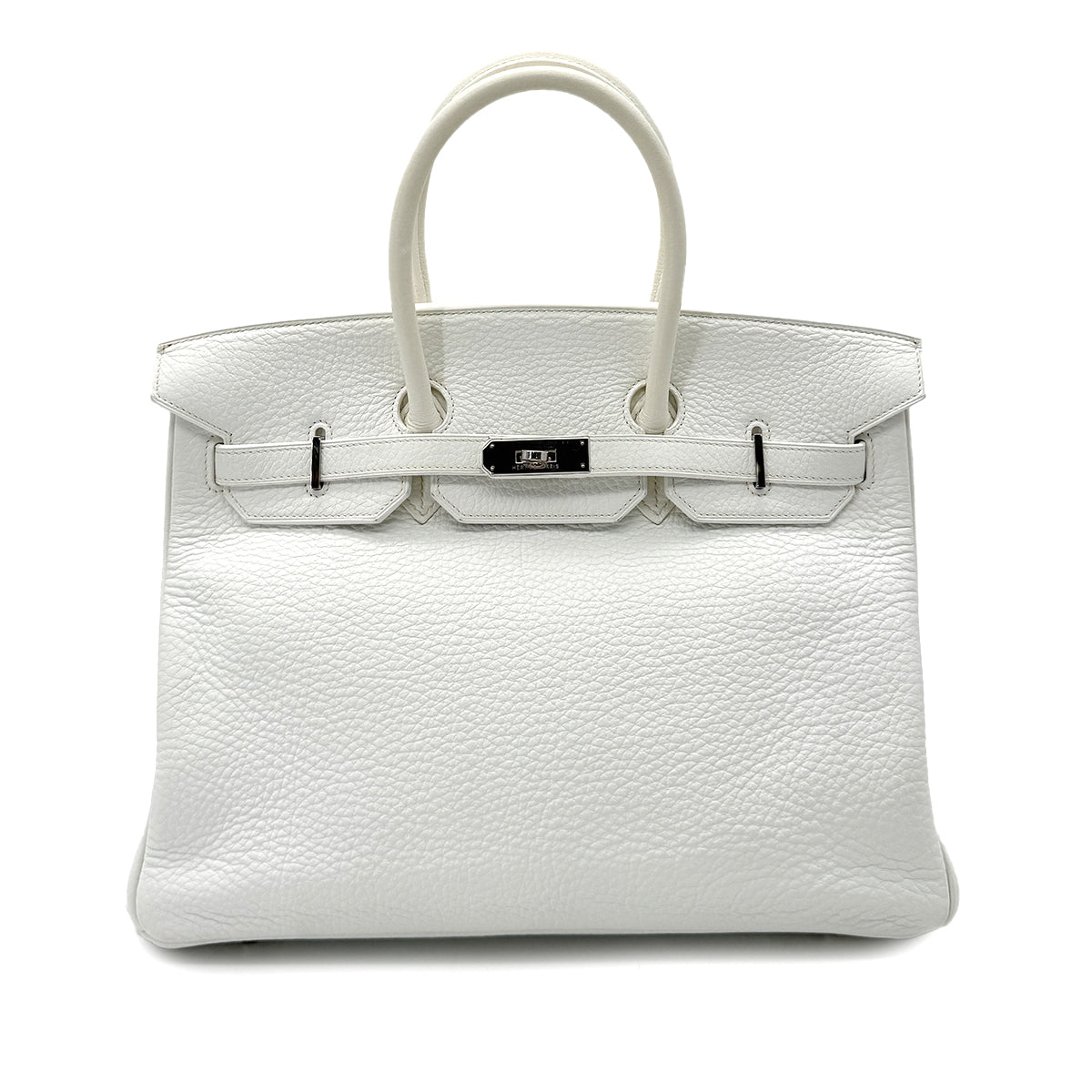 HERMES BIRKIN 35 WHITE TAURILLON CLEMENCE HAND BAG ▢I SHW 90292987