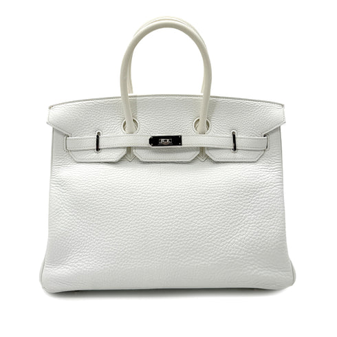 HERMES BIRKIN 35 WHITE TAURILLON CLEMENCE HAND BAG ▢I SHW 90292987 - PURPOSE
