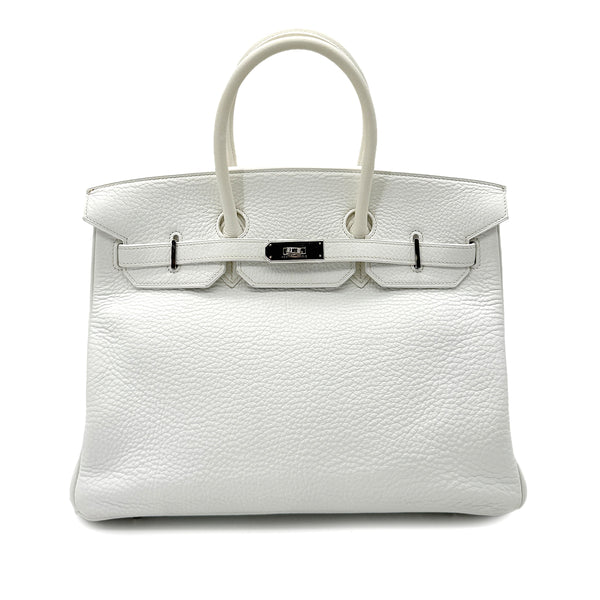 HERMES BIRKIN 35 WHITE TAURILLON CLEMENCE HAND BAG ▢I SHW 90292987 - PURPOSE