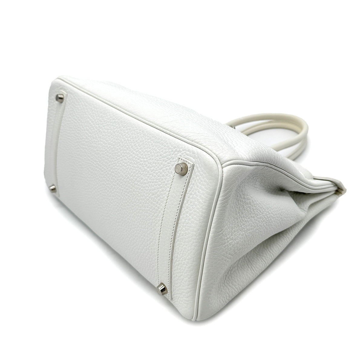 HERMES BIRKIN 35 WHITE TAURILLON CLEMENCE HAND BAG ▢I SHW 90292987