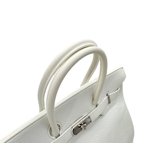 HERMES BIRKIN 35 WHITE TAURILLON CLEMENCE HAND BAG ▢I SHW 90292987 - PURPOSE