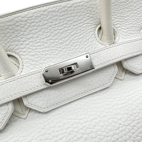 HERMES BIRKIN 35 WHITE TAURILLON CLEMENCE HAND BAG ▢I SHW 90292987 - PURPOSE