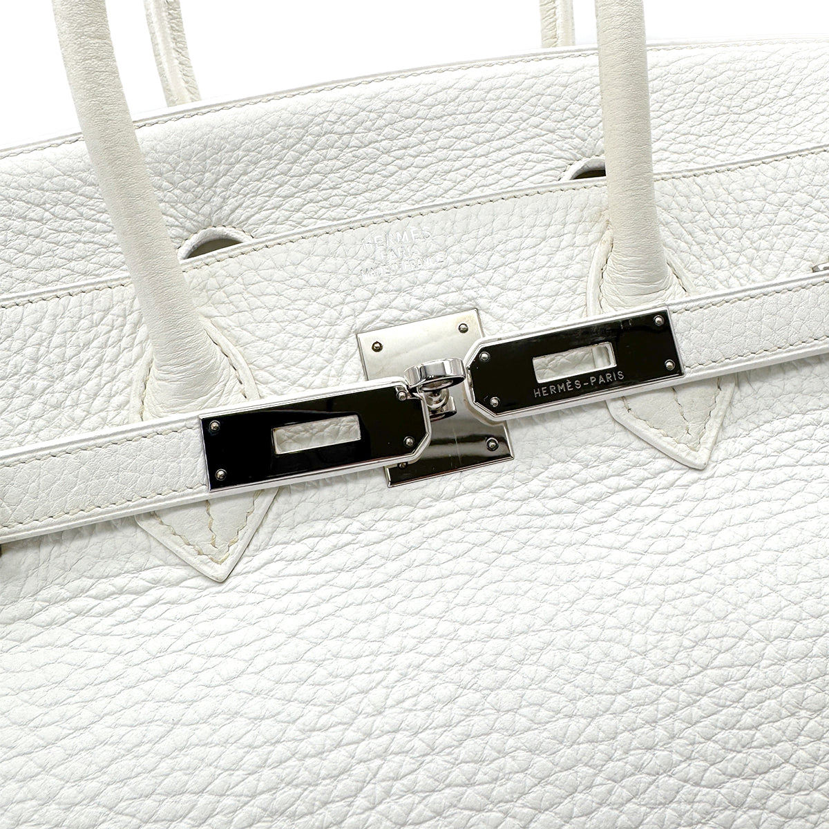 HERMES BIRKIN 35 WHITE TAURILLON CLEMENCE HAND BAG ▢I SHW 90292987