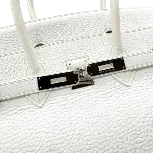 HERMES BIRKIN 35 WHITE TAURILLON CLEMENCE HAND BAG ▢I SHW 90292987 - PURPOSE