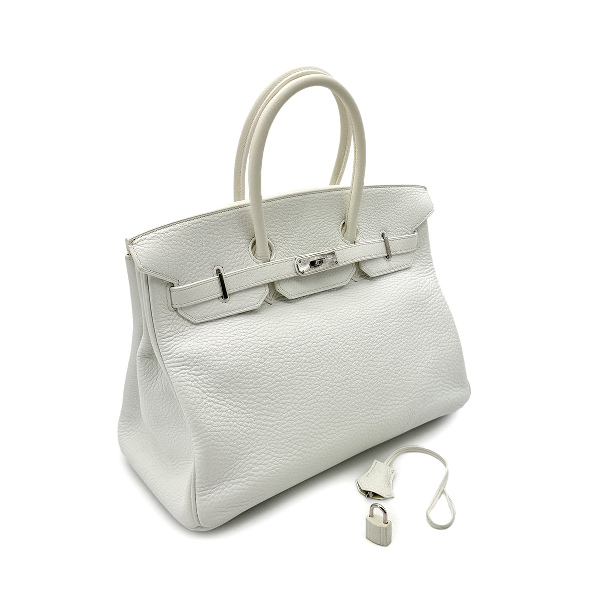 HERMES BIRKIN 35 WHITE TAURILLON CLEMENCE HAND BAG ▢I SHW 90292987