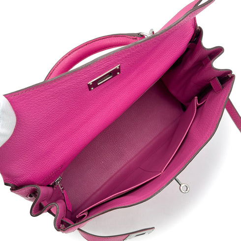 HERMES KELLY 32 RETOURNE FUCHSIA CHEVRE HAND SHOULDER BAG □I SHW 90292989 - PURPOSE