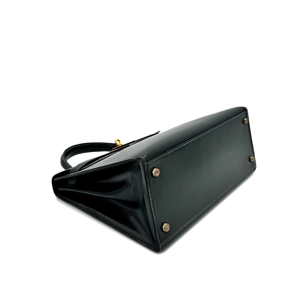 HERMES KELLY 28 SELLIER VERT BOXCALF HAND BAG 〇P GHW 90292990