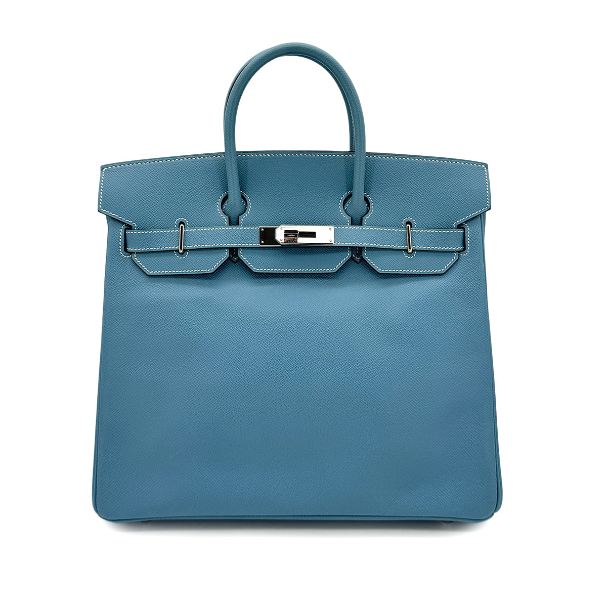 HERMES HAUT A COURROIES 32 BLUE JEAN EPSOM HAND BAG □J SHW 90292991