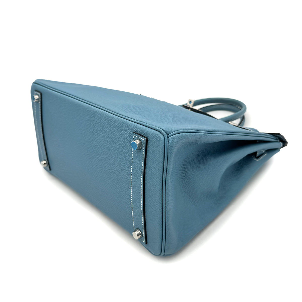 HERMES HAUT A COURROIES 32 BLUE JEAN EPSOM HAND BAG □J SHW 90292991