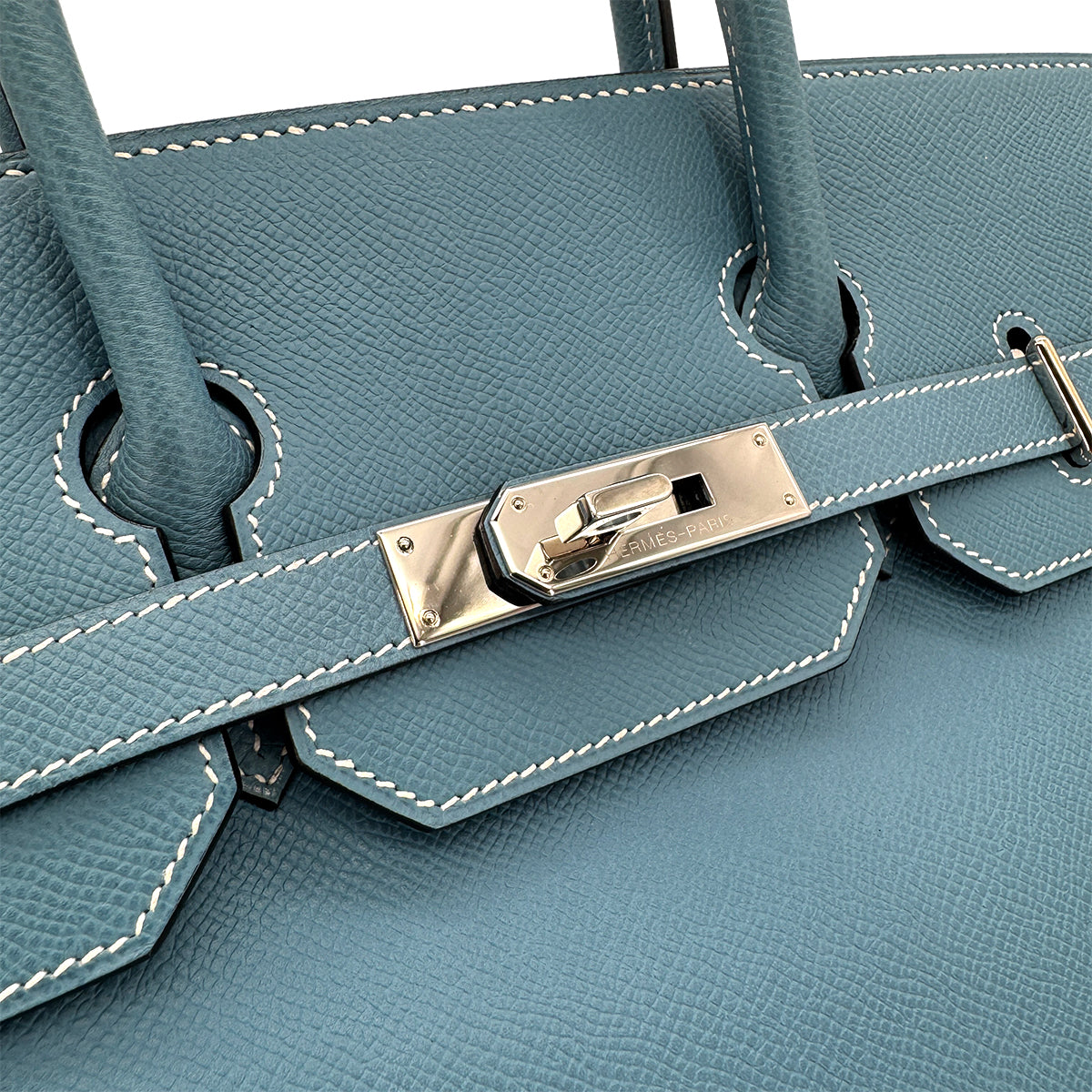 HERMES HAUT A COURROIES 32 BLUE JEAN EPSOM HAND BAG □J SHW 90292991