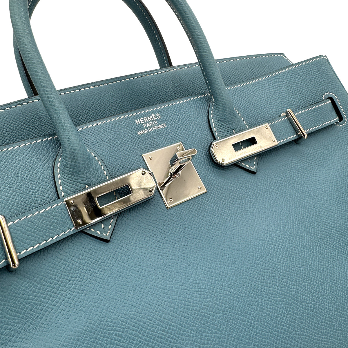 HERMES HAUT A COURROIES 32 BLUE JEAN EPSOM HAND BAG □J SHW 90292991