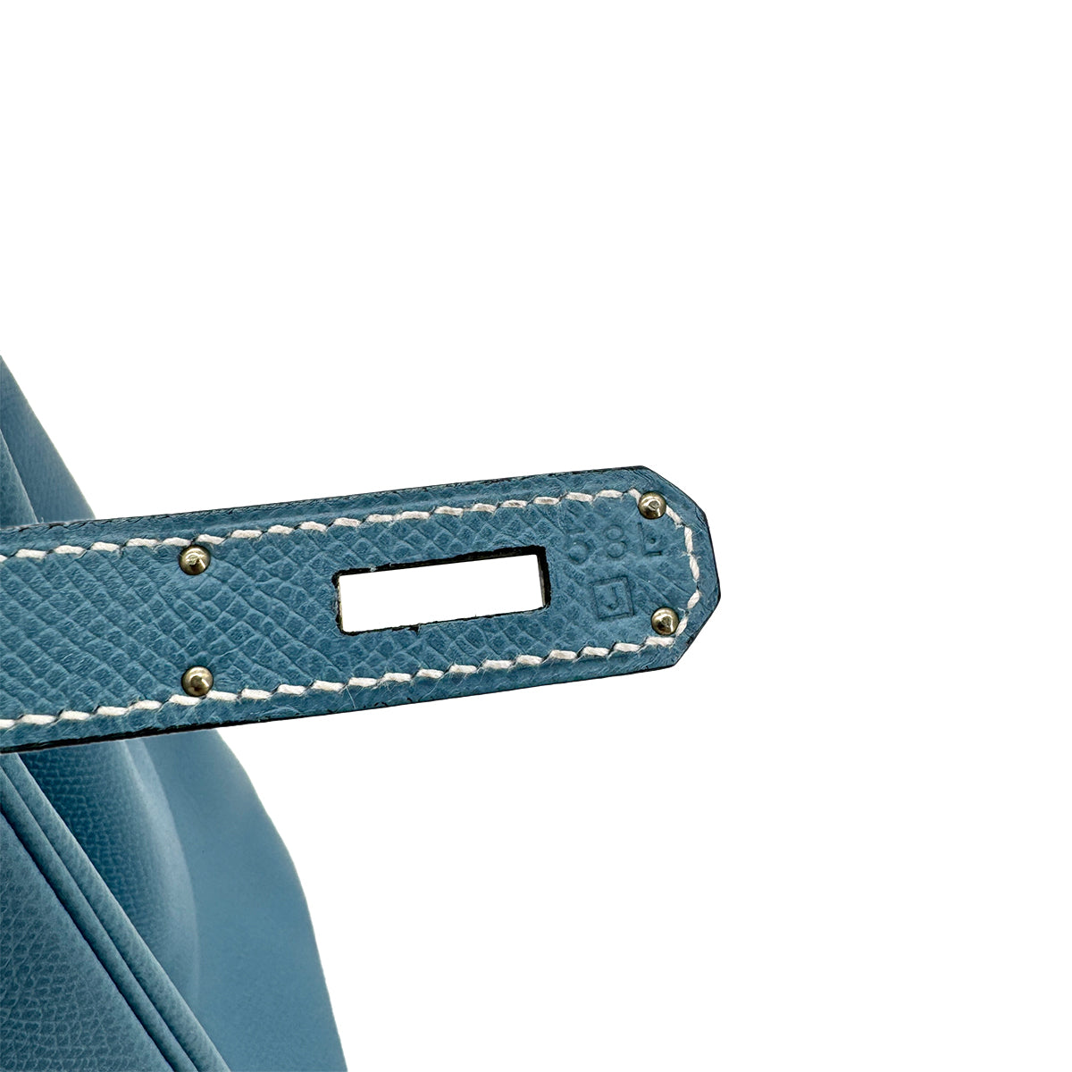 HERMES HAUT A COURROIES 32 BLUE JEAN EPSOM HAND BAG □J SHW 90292991