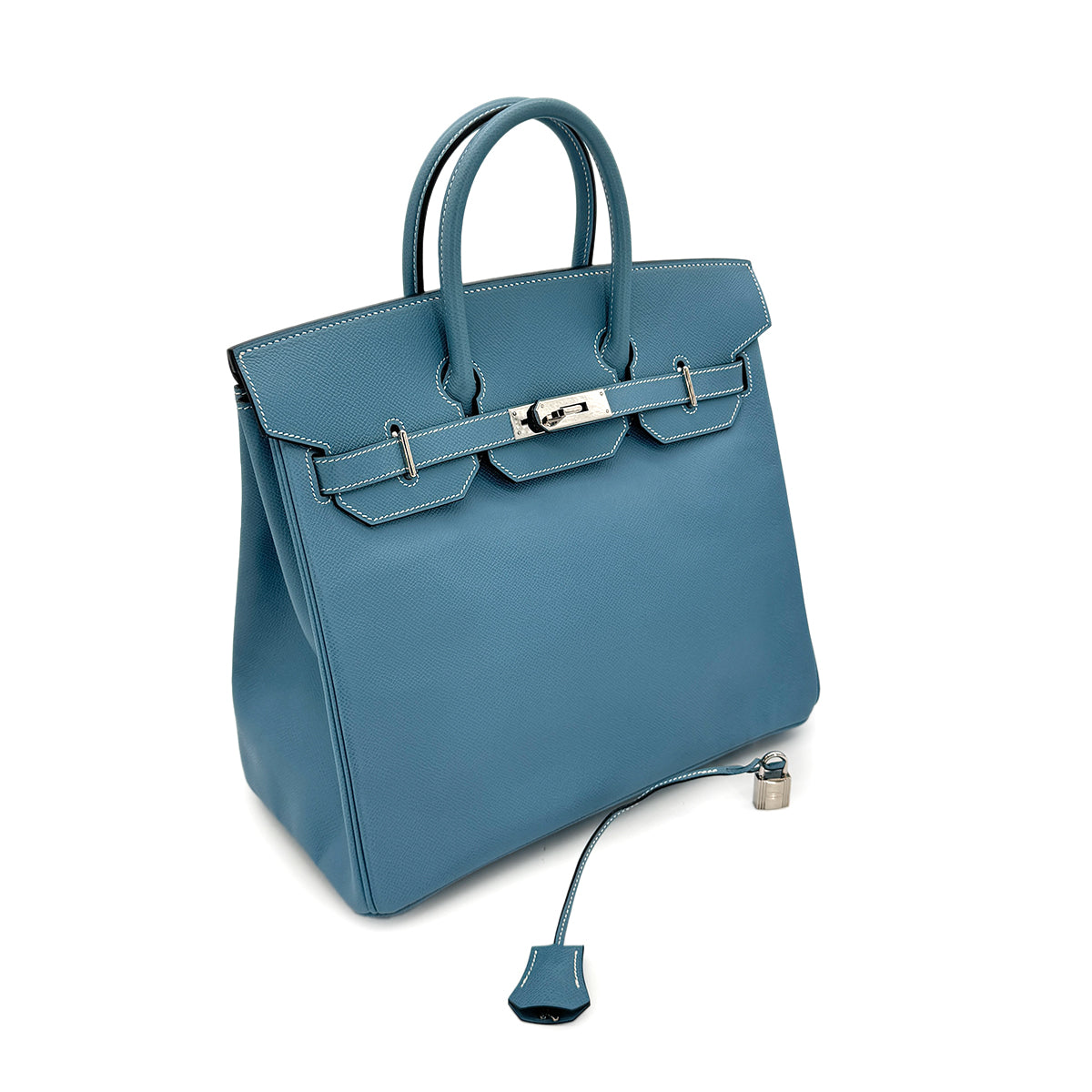 HERMES HAUT A COURROIES 32 BLUE JEAN EPSOM HAND BAG □J SHW 90292991