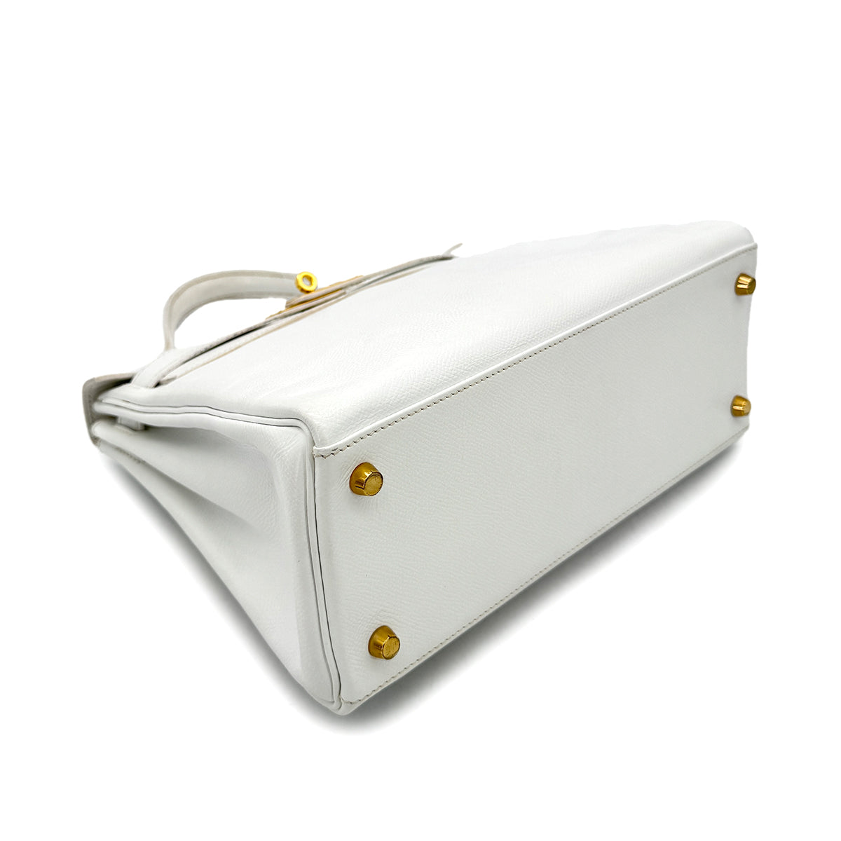 HERMES KELLY 28 RETOURNE WHITE EPSOM HAND SHOULDER BAG □H GHW 90292992