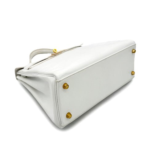 HERMES KELLY 28 RETOURNE WHITE EPSOM HAND SHOULDER BAG □H GHW 90292992 - PURPOSE