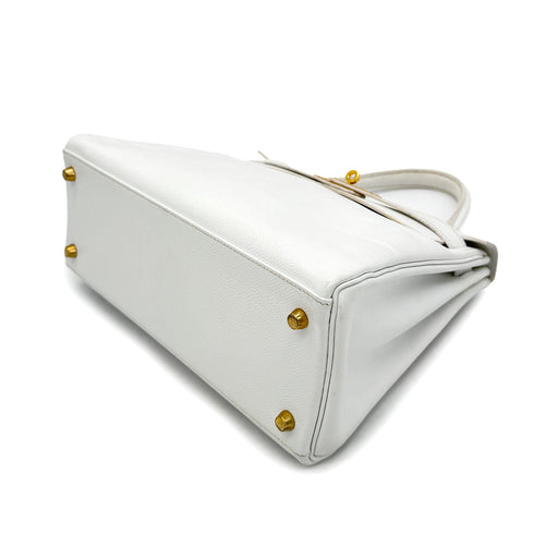 HERMES KELLY 28 RETOURNE WHITE EPSOM HAND SHOULDER BAG □H GHW 90292992 - PURPOSE