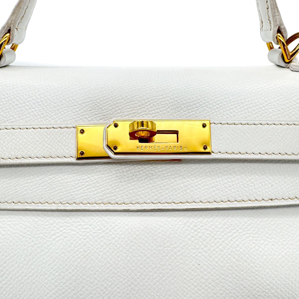 HERMES KELLY 28 RETOURNE WHITE EPSOM HAND SHOULDER BAG □H GHW 90292992