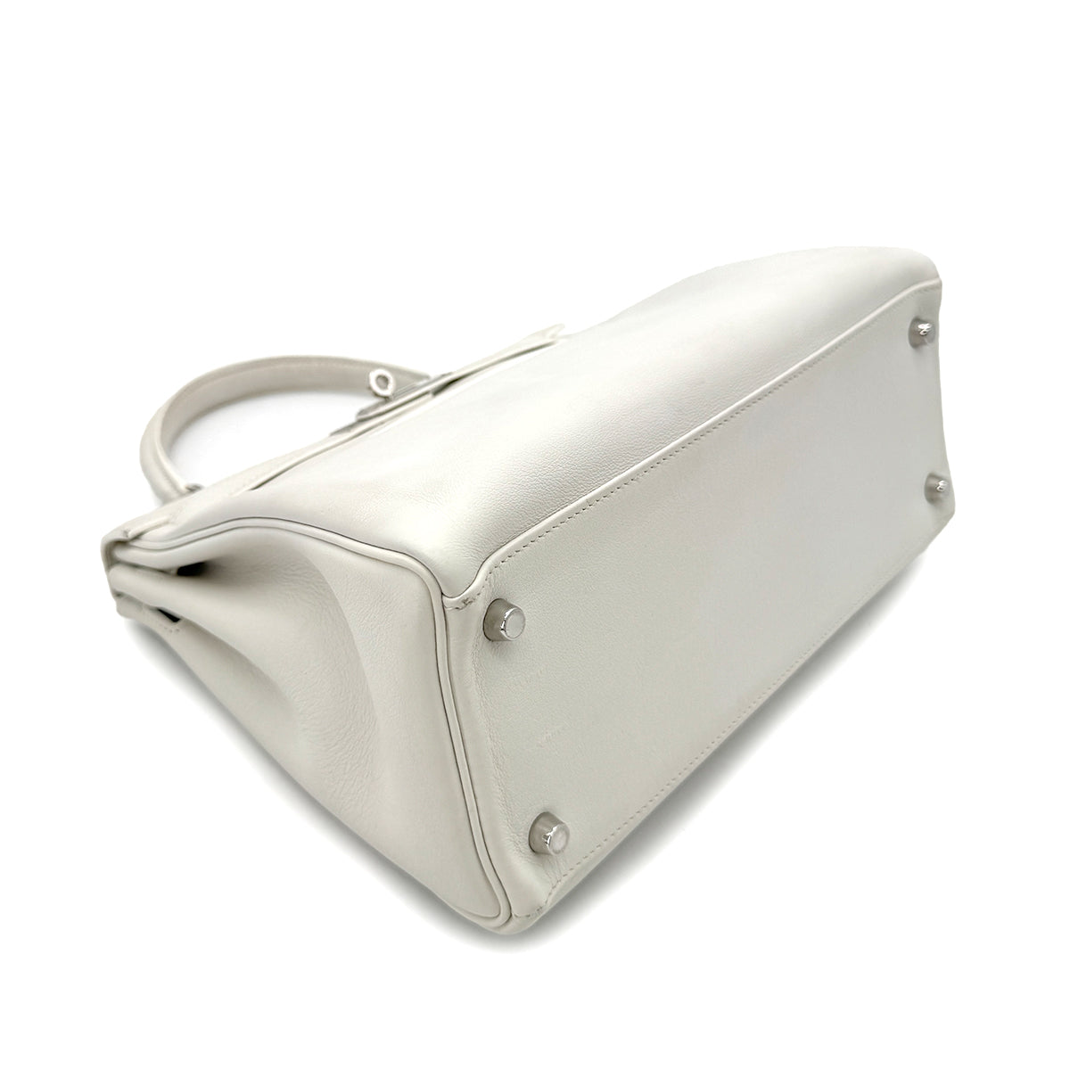 HERMES KELLY 28 RETOURNE WHITE SWIFT HAND SHOULDER BAG □L SHW 90292996