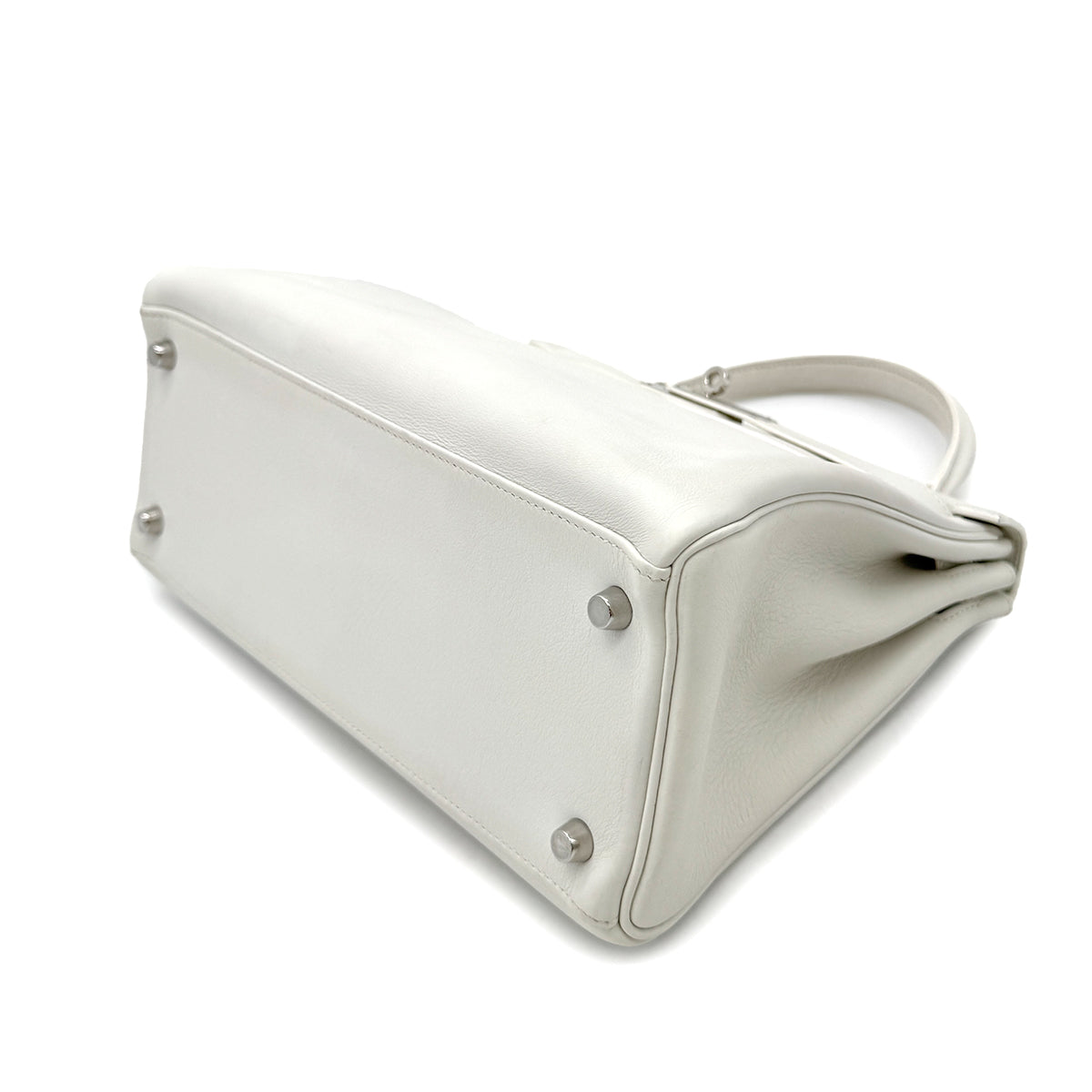 HERMES KELLY 28 RETOURNE WHITE SWIFT HAND SHOULDER BAG □L SHW 90292996