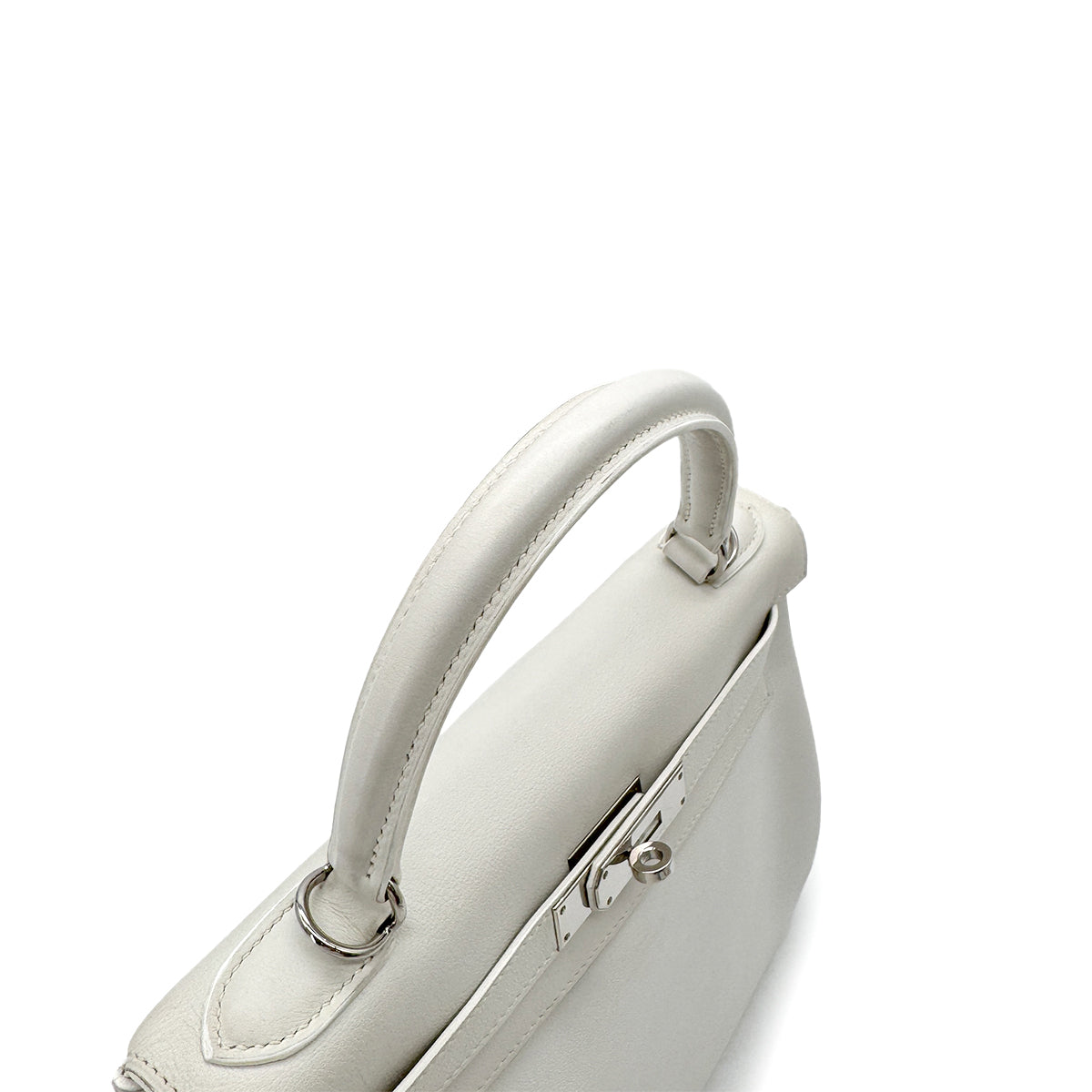 HERMES KELLY 28 RETOURNE WHITE SWIFT HAND SHOULDER BAG □L SHW 90292996