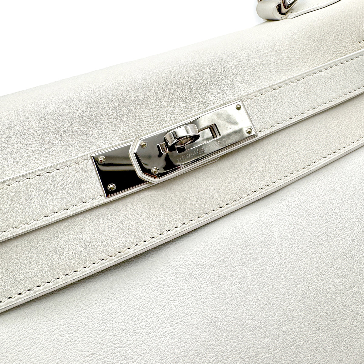 HERMES KELLY 28 RETOURNE WHITE SWIFT HAND SHOULDER BAG □L SHW 90292996