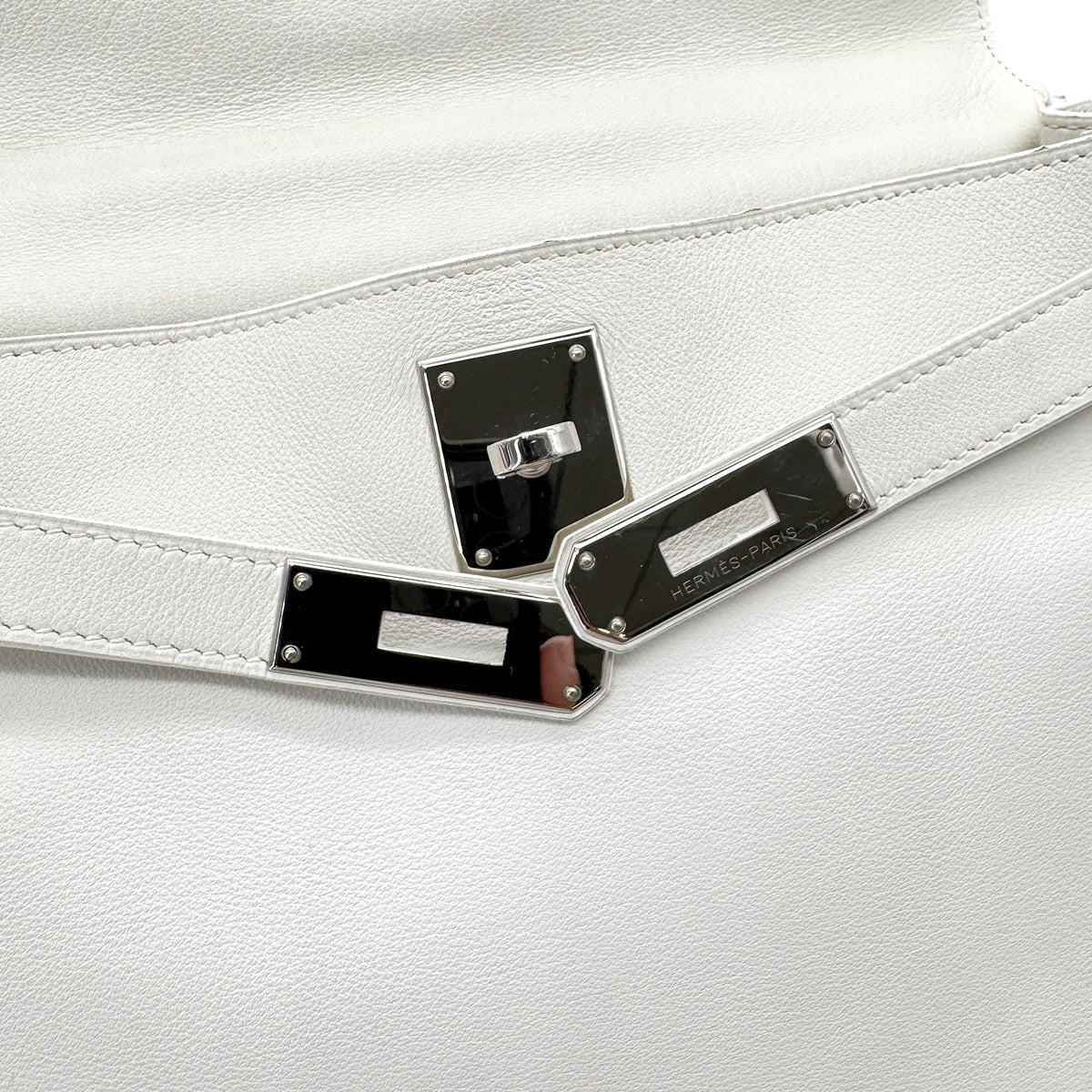 HERMES KELLY 28 RETOURNE WHITE SWIFT HAND SHOULDER BAG □L SHW 90292996