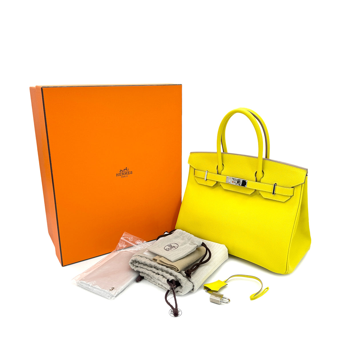 HERMES BIRKIN 30 LIME VEAU EPSOM HAND BAG Y SHW 90292999