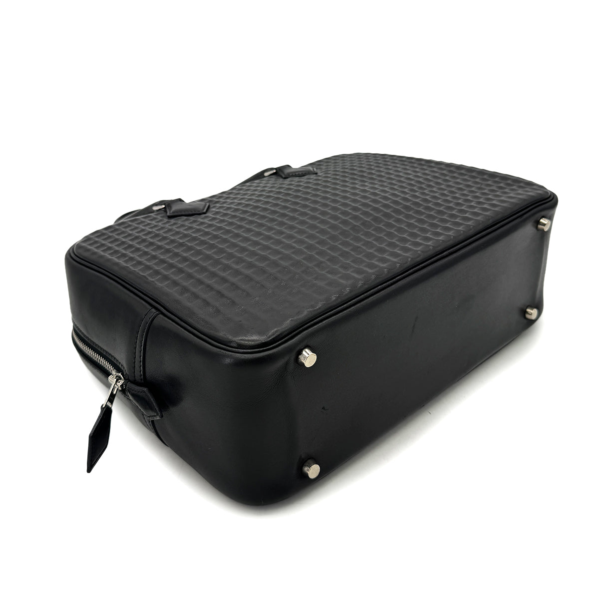 HERMES PLUME 32 HAND BAG WAFFLE DEUTCH BLACK □G SHW 90293000