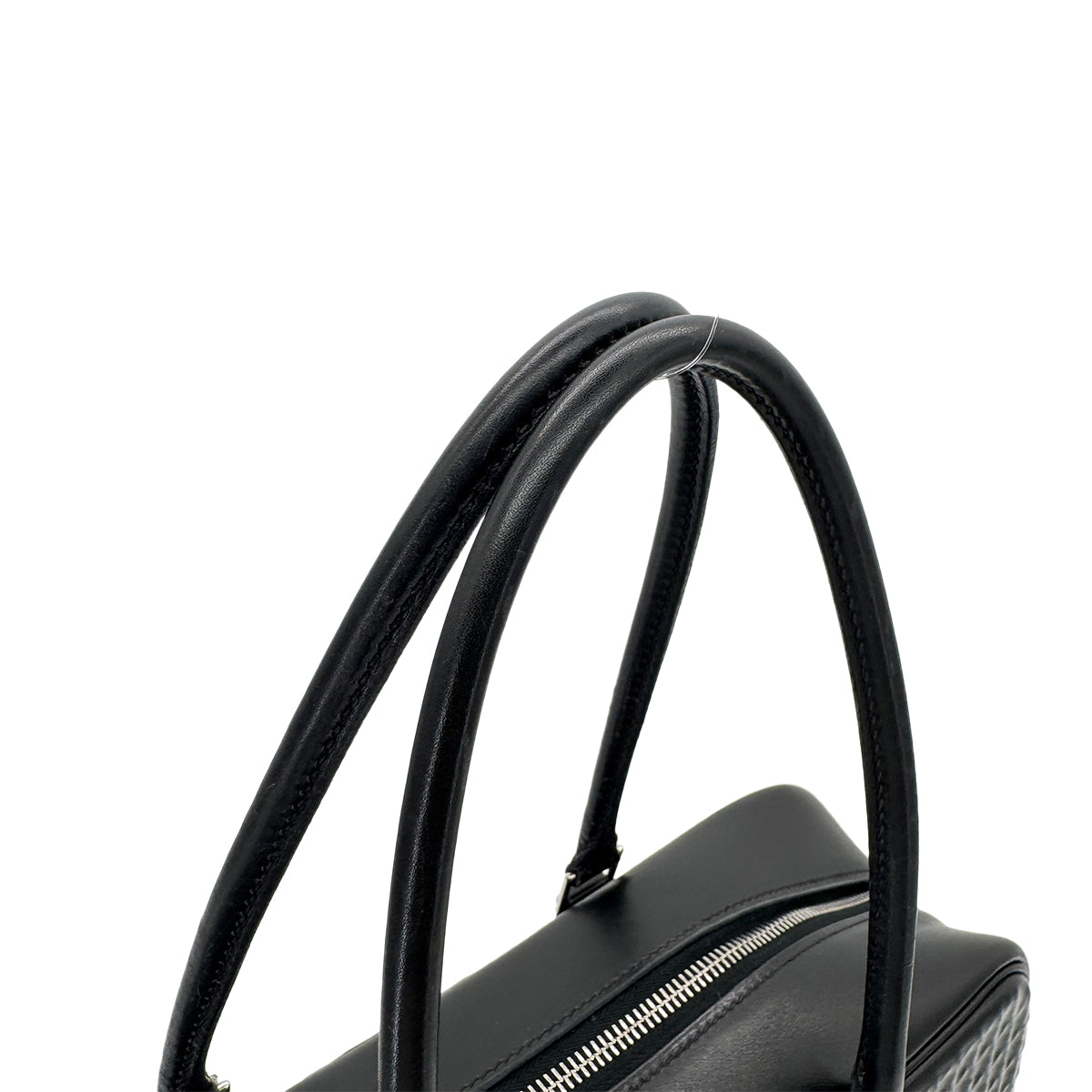 HERMES PLUME 32 HAND BAG WAFFLE DEUTCH BLACK □G SHW 90293000