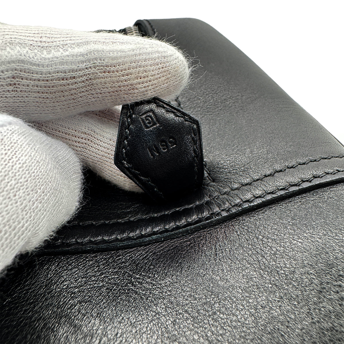 HERMES PLUME 32 HAND BAG WAFFLE DEUTCH BLACK □G SHW 90293000