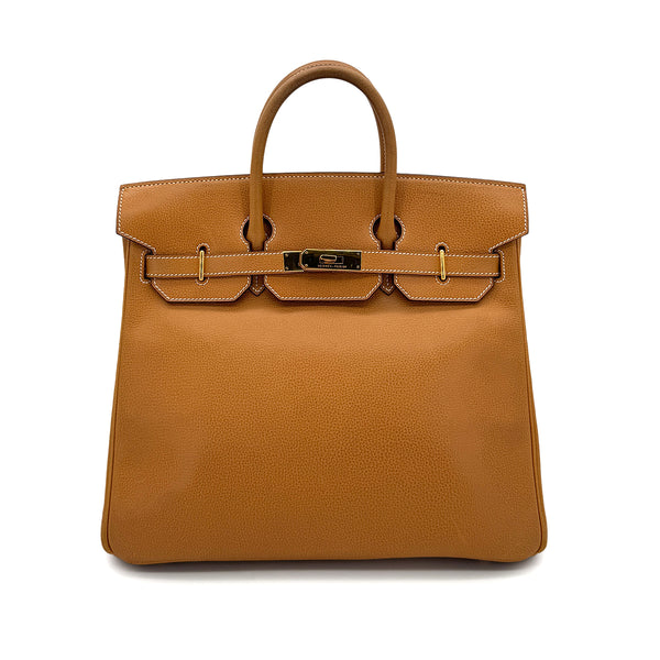 HERMES HAUT A COURROIES 32 NATURAL VACHE LIEGEE HAND BAG □H GHW 90293004 - PURPOSE