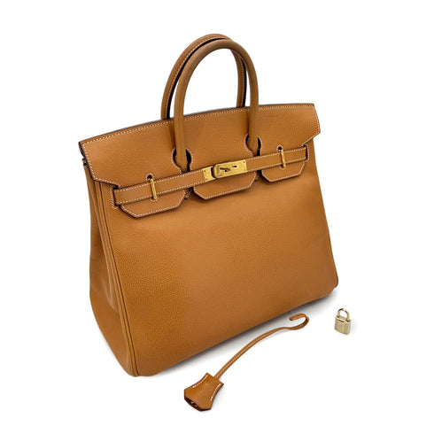 HERMES HAUT A COURROIES 32 NATURAL VACHE LIEGEE HAND BAG □H GHW 90293004 - PURPOSE