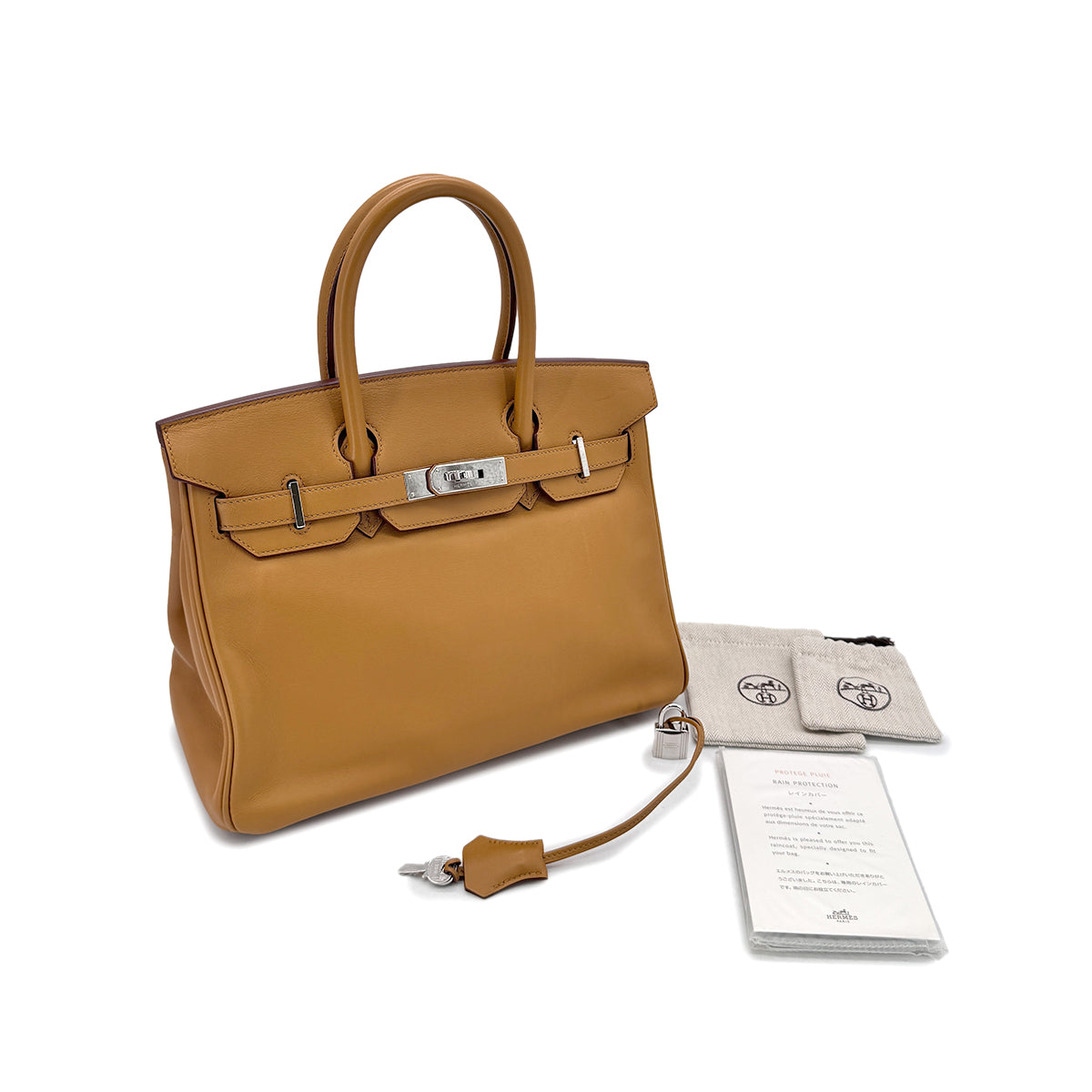 HERMES BIRKIN 30 TABAC CAMEL VEAU SWIFT HAND BAG □M SHW 90293006