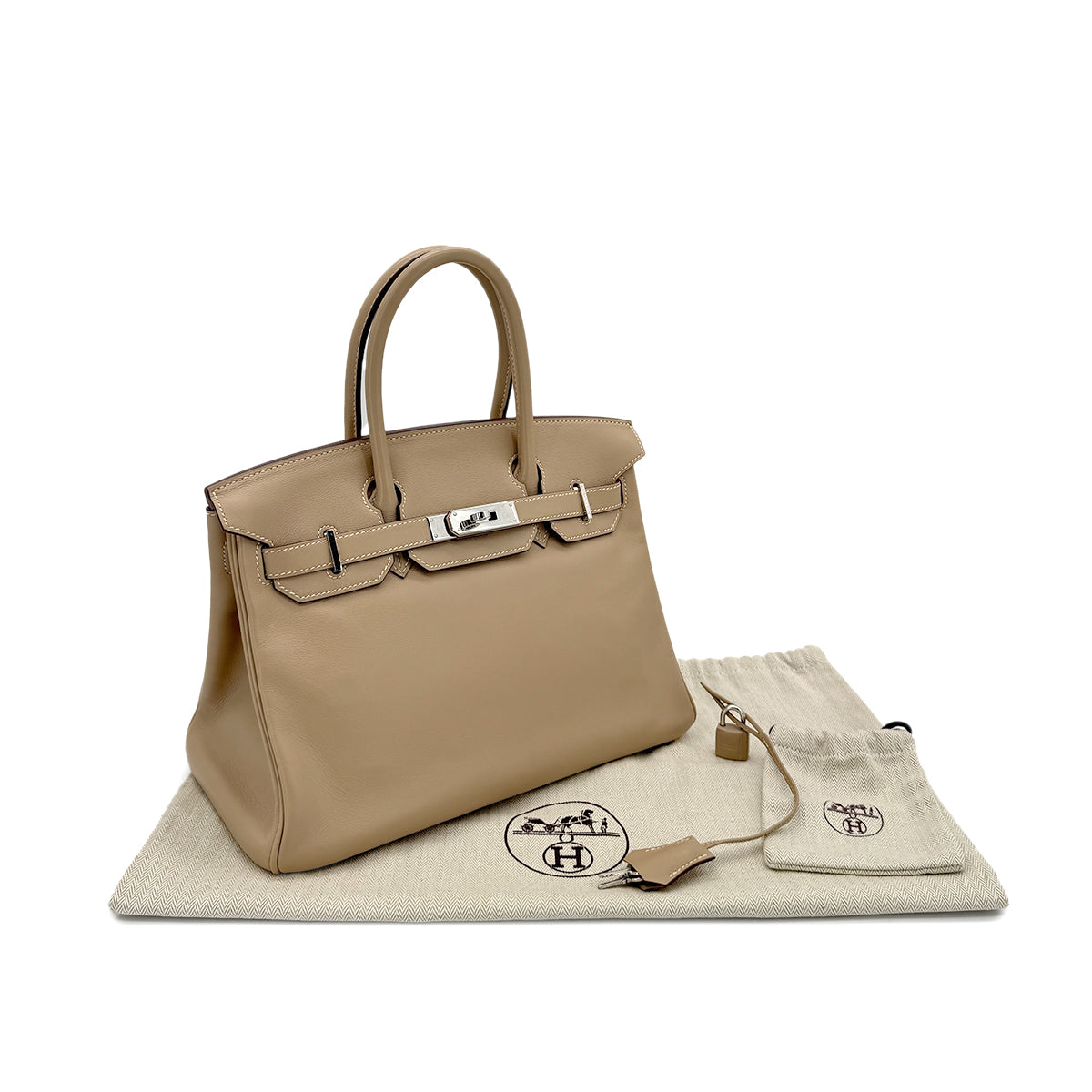 HERMES BIRKIN 30 POUSSIERE VEAU SWIFT HAND BAG □L SHW 90293007