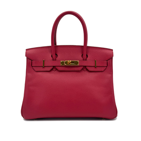 HERMES BIRKIN 30 ROUGE VIF COUCHVEL HAND BAG □D GHW 90293010 - PURPOSE