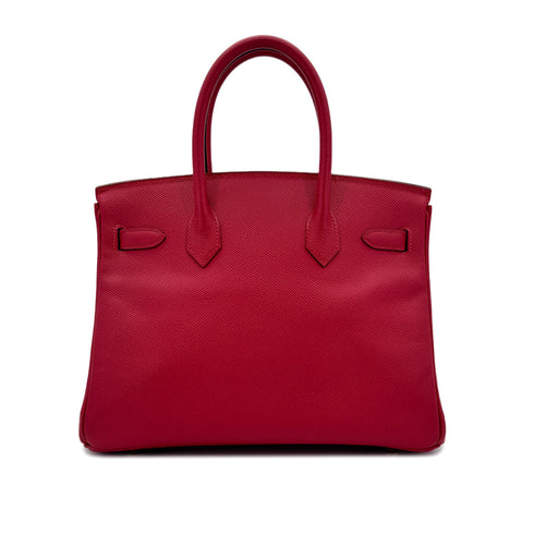 HERMES BIRKIN 30 ROUGE VIF COUCHVEL HAND BAG □D GHW 90293010 - PURPOSE