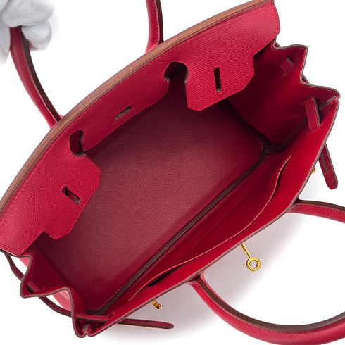 HERMES BIRKIN 30 ROUGE VIF COUCHVEL HAND BAG □D GHW 90293010 - PURPOSE