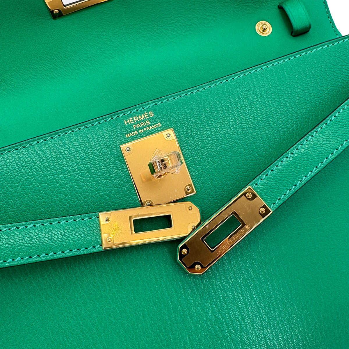 HERMES KELLY ELAN MINT CHEVRE CHAMKILA CLUTCH SHOULDER BAG W GHW 90293011