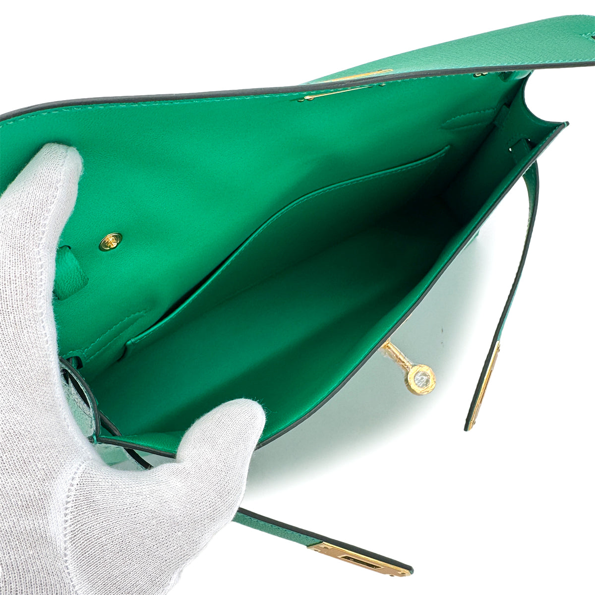 HERMES KELLY ELAN MINT CHEVRE CHAMKILA CLUTCH SHOULDER BAG W GHW 90293011