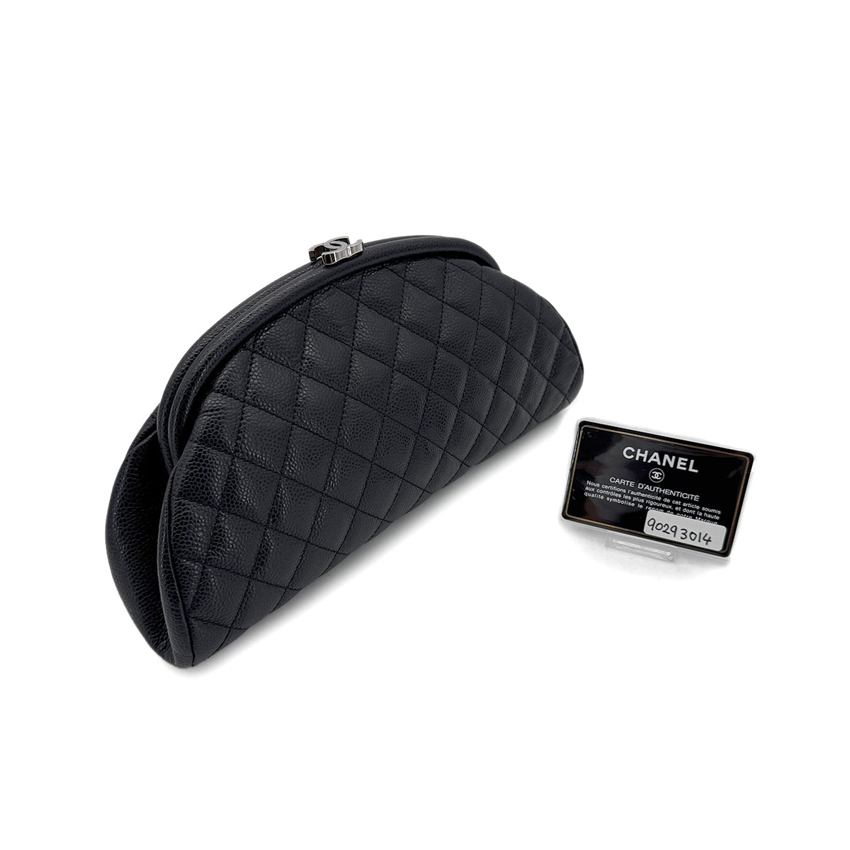 CHANEL MATELASSE CLUTCH BAG BLACK CAVIAR SKIN 90293014