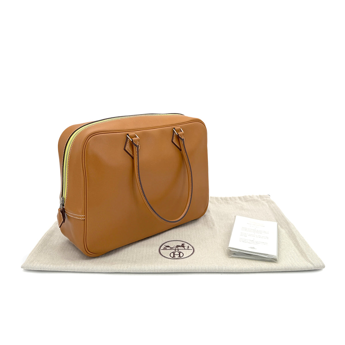 HERMES PLUME 32 VERSO NATURAL LIME VEAU BUTLER CHEVRE □R 90293021