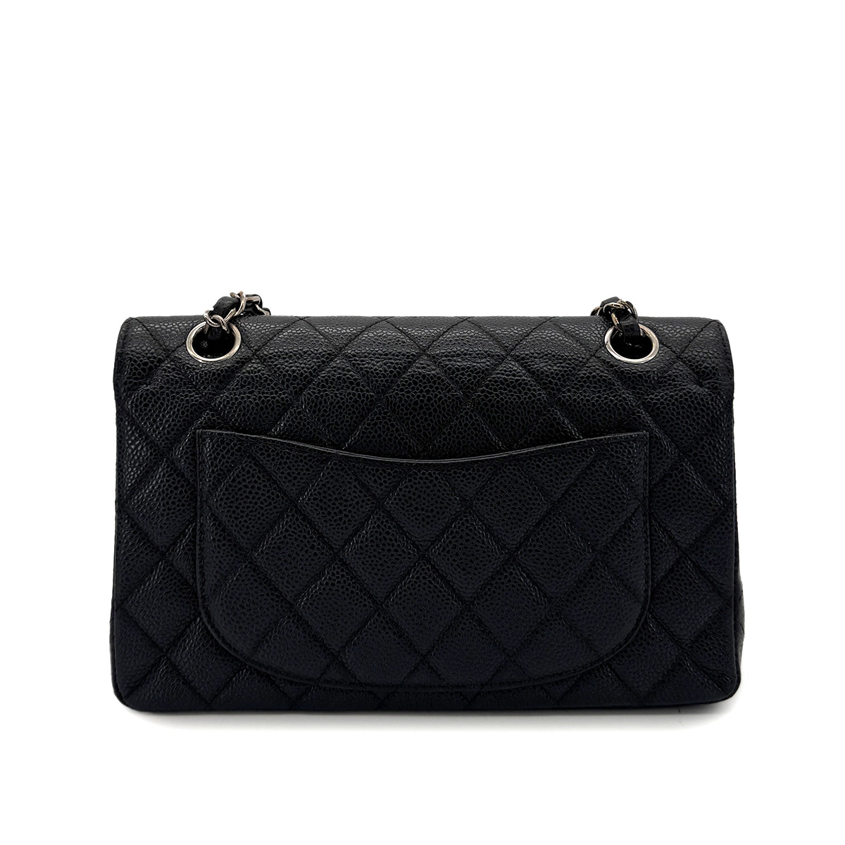 CHANEL CLASSIC FLAP SMALL CHAIN SHOULDER BAG BLACK CAVIAR SKIN 90293023