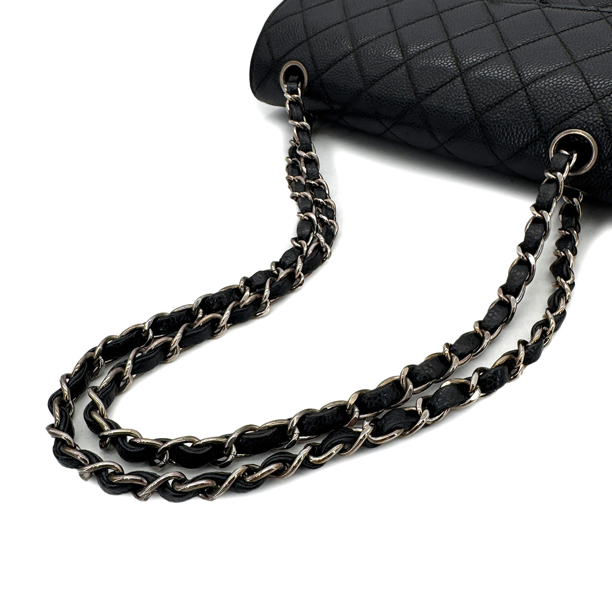 CHANEL CLASSIC FLAP SMALL CHAIN SHOULDER BAG BLACK CAVIAR SKIN 90293023