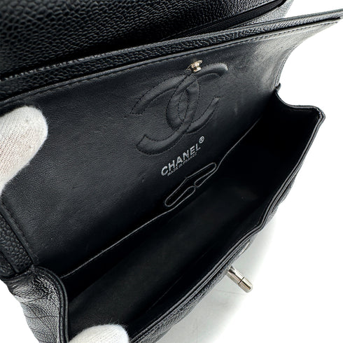 CHANEL CLASSIC FLAP SMALL CHAIN SHOULDER BAG BLACK CAVIAR SKIN 90293023 - PURPOSE