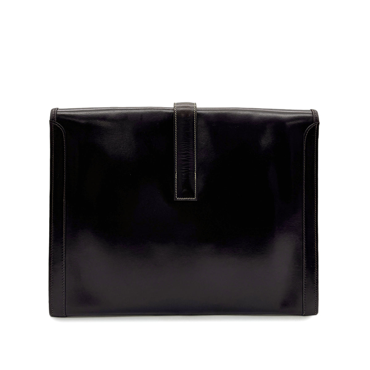 HERMES JIGE GM EBENE BOXCALF CLUTCH BAG 〇K 90293024