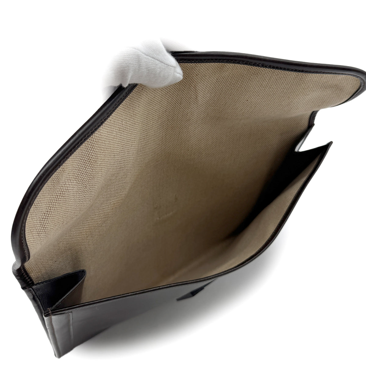 HERMES JIGE GM EBENE BOXCALF CLUTCH BAG 〇K 90293024