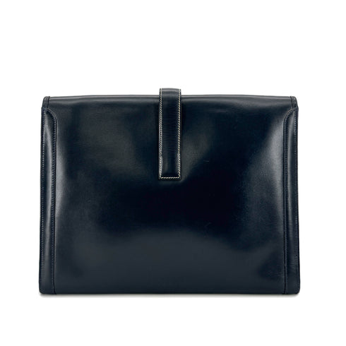 HERMES JIGE GM BLUE INDIGO BOXCALF CLUTCH BAG 〇V 90293025 - PURPOSE