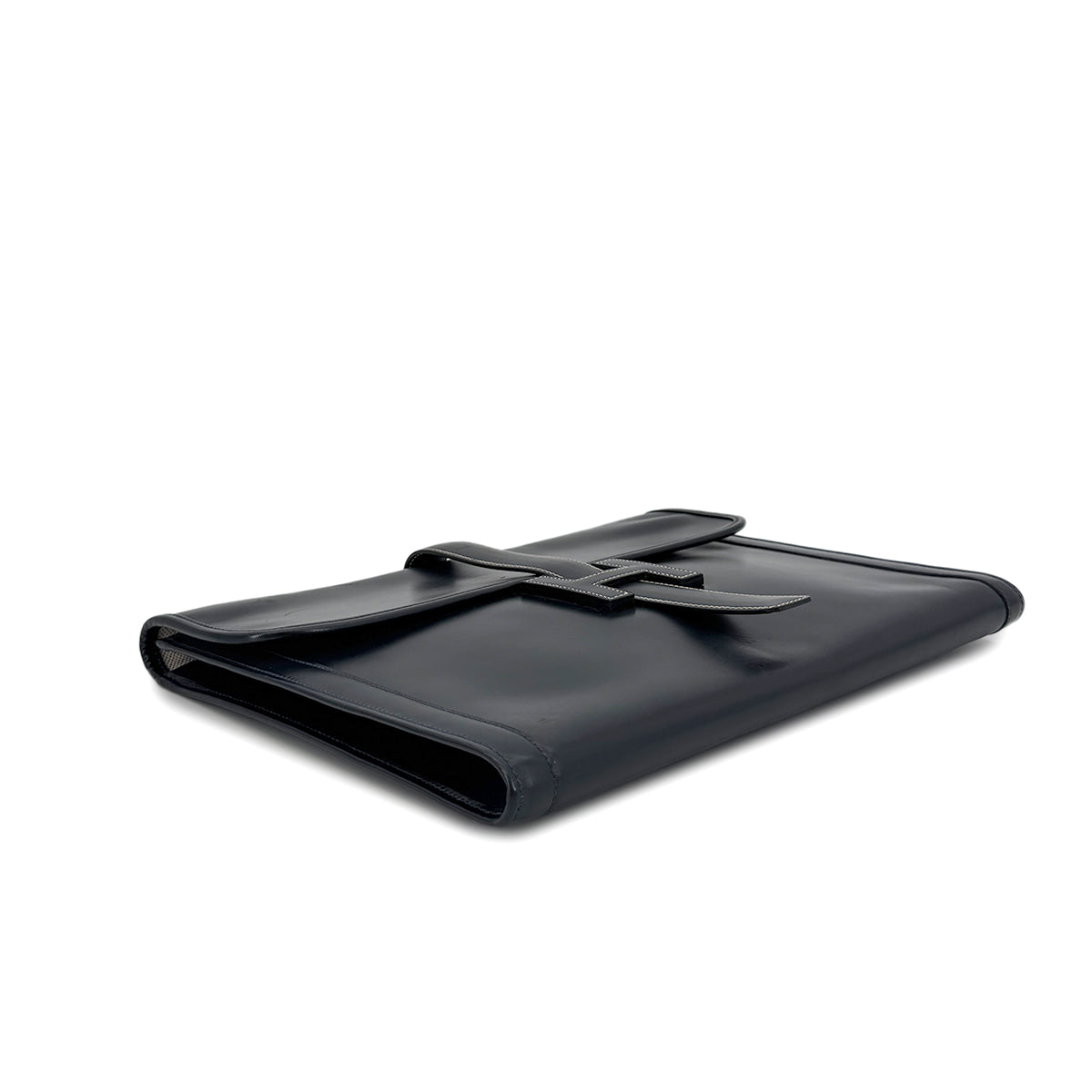 HERMES JIGE GM BLUE INDIGO BOXCALF CLUTCH BAG 〇V 90293025